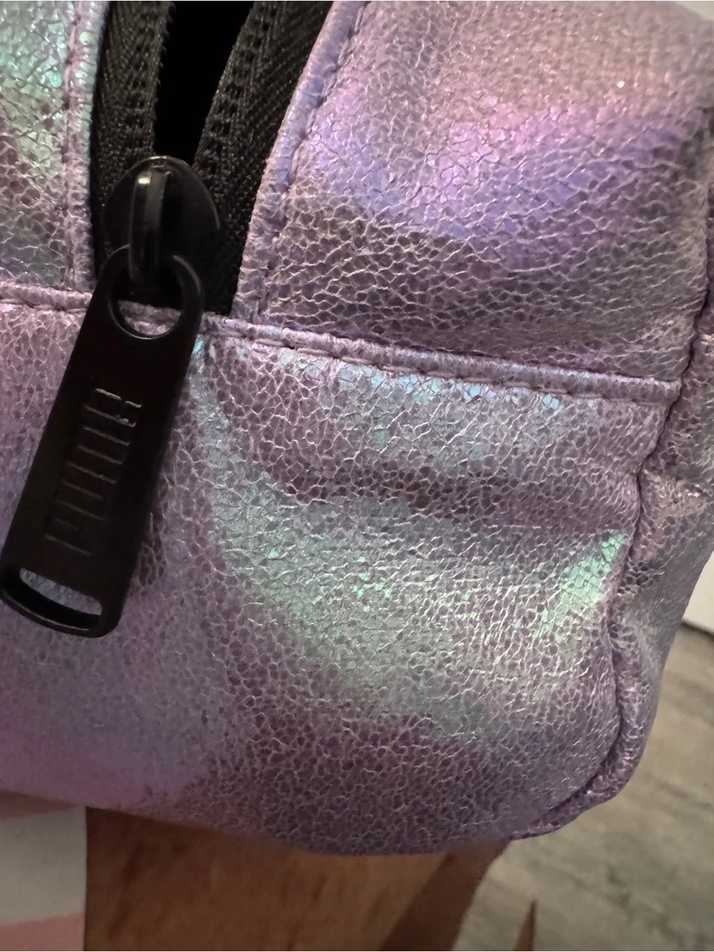 Puma Iridescent Pink Silver Bag with Black Logo makeup new